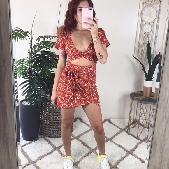 flower print short mini dress - Picture 1 of 2